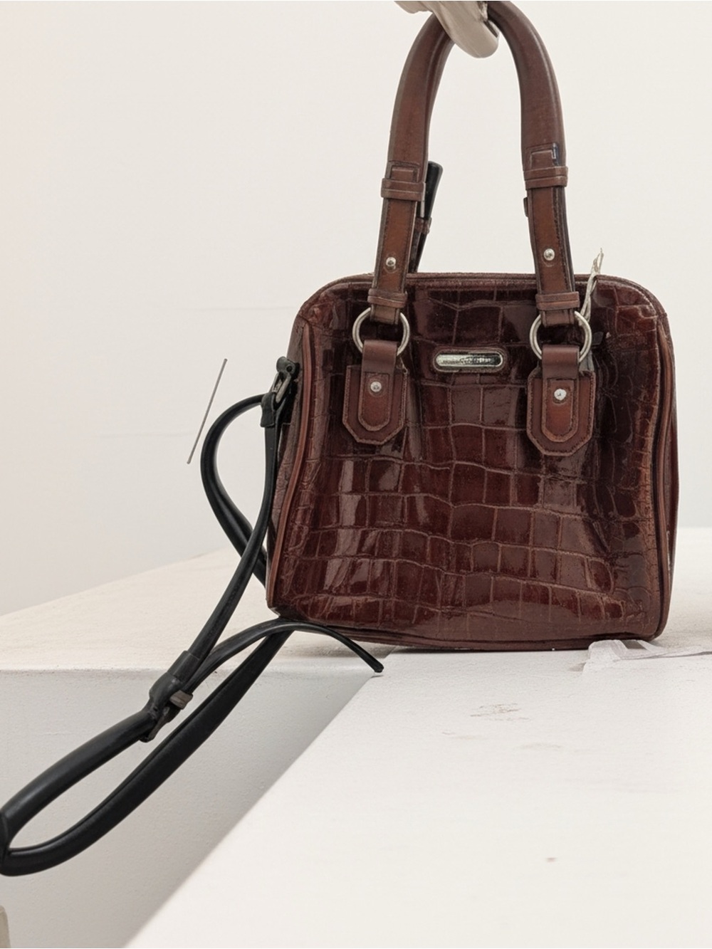 Dana Buchman Croc-Embossed Satchel in Burgundy